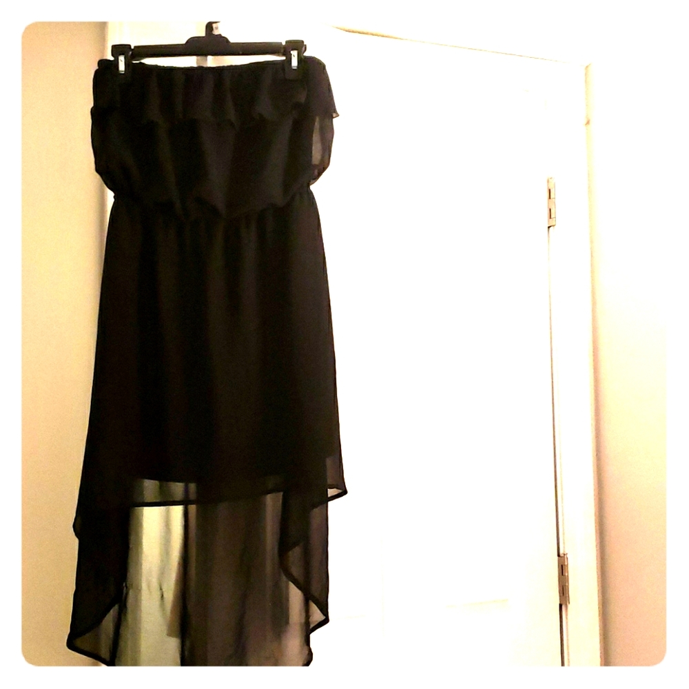Black strapless high low dress